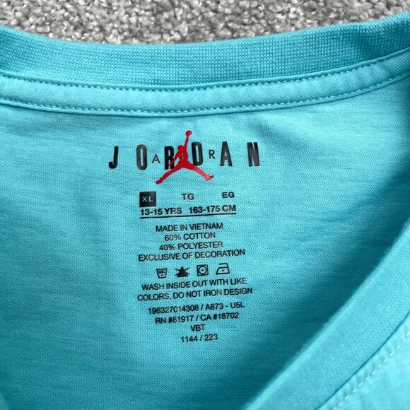 Jordan Air Embroidered T-Shirt Kids Boys XL Blue Short Sleeve Jump Man Crew Tee - Picture 5 of 11
